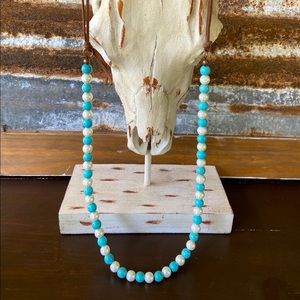 Turquoise & Pearl Beaded Necklace